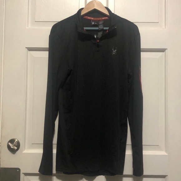 men's SPYDER 1/4 Zip Active Pullover Black Size Medium - Picture 2 of 6